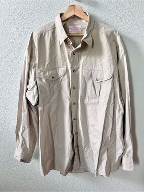 C.C. FILSON Button Up Guide Shirt Men’s Extra Large XXL Long Khaki Brown Shirt